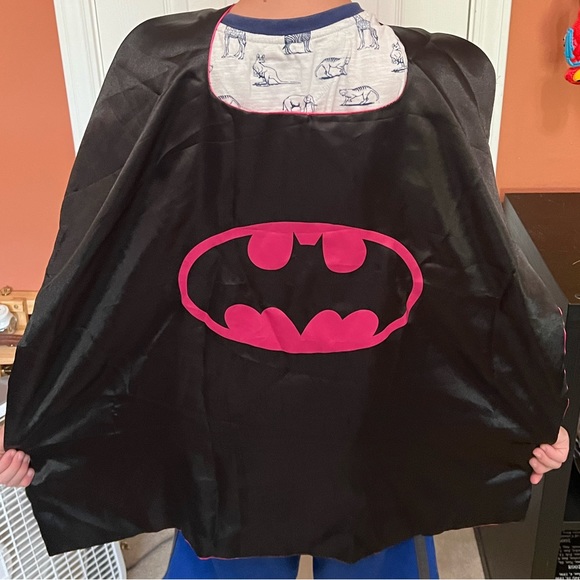 Kids Pink and Black Batman Cape - Picture 2 of 4